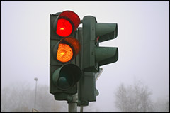 Rødt og gult trafiklys
