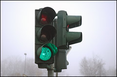 Grønt trafiklyssignal, 
	foto: Helge Bay